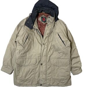Vintage William Barry Mens XXL Hooded Parka Jacket‎ Green Quilted Insulated Coat